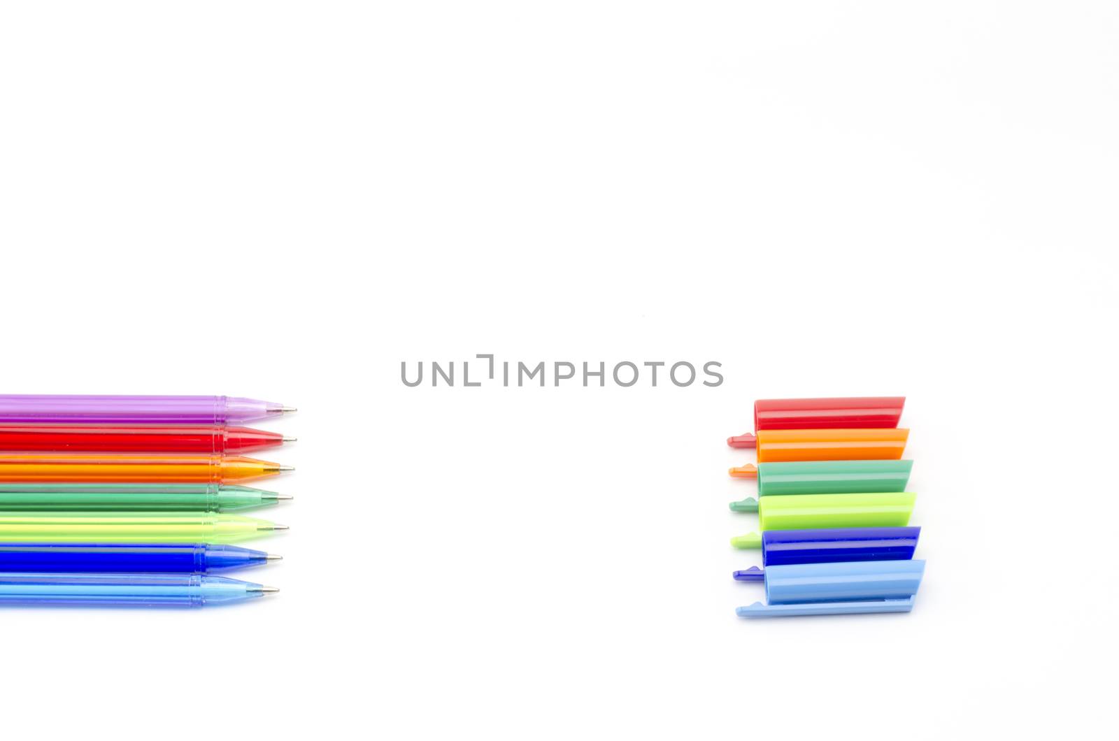 colorful pens isolated on white background