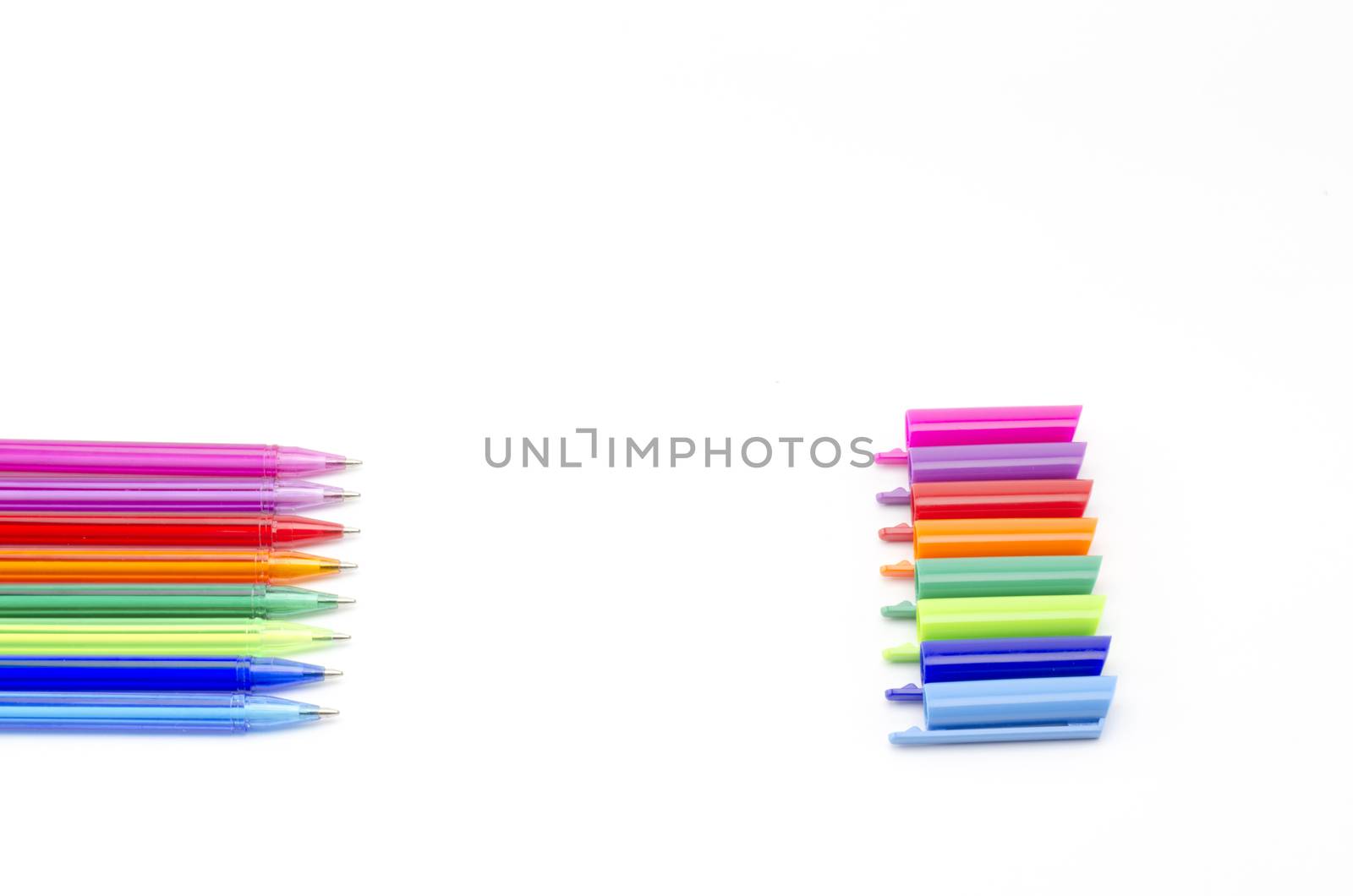 colorful pens isolated on white background