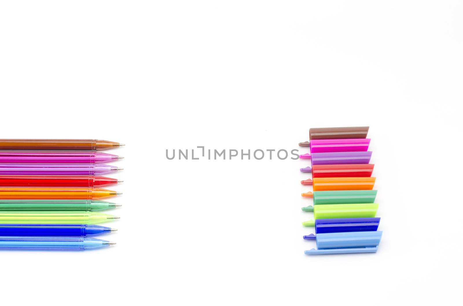 colorful pens isolated on white background