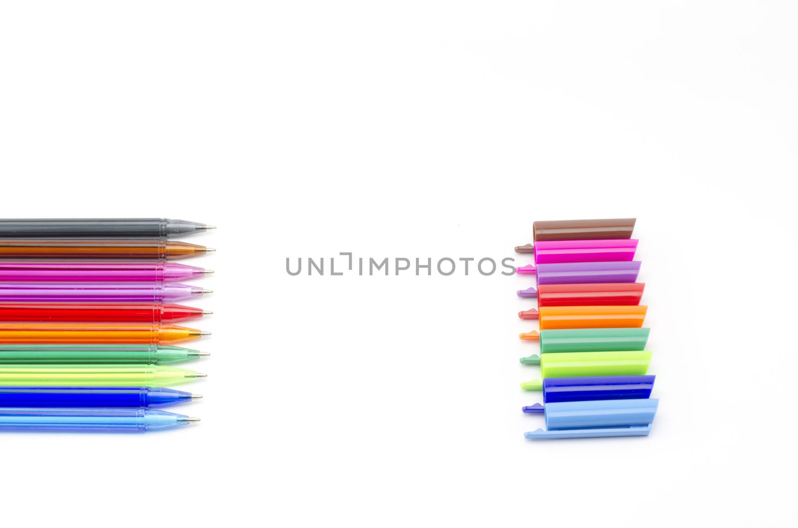 colorful pens isolated on white background