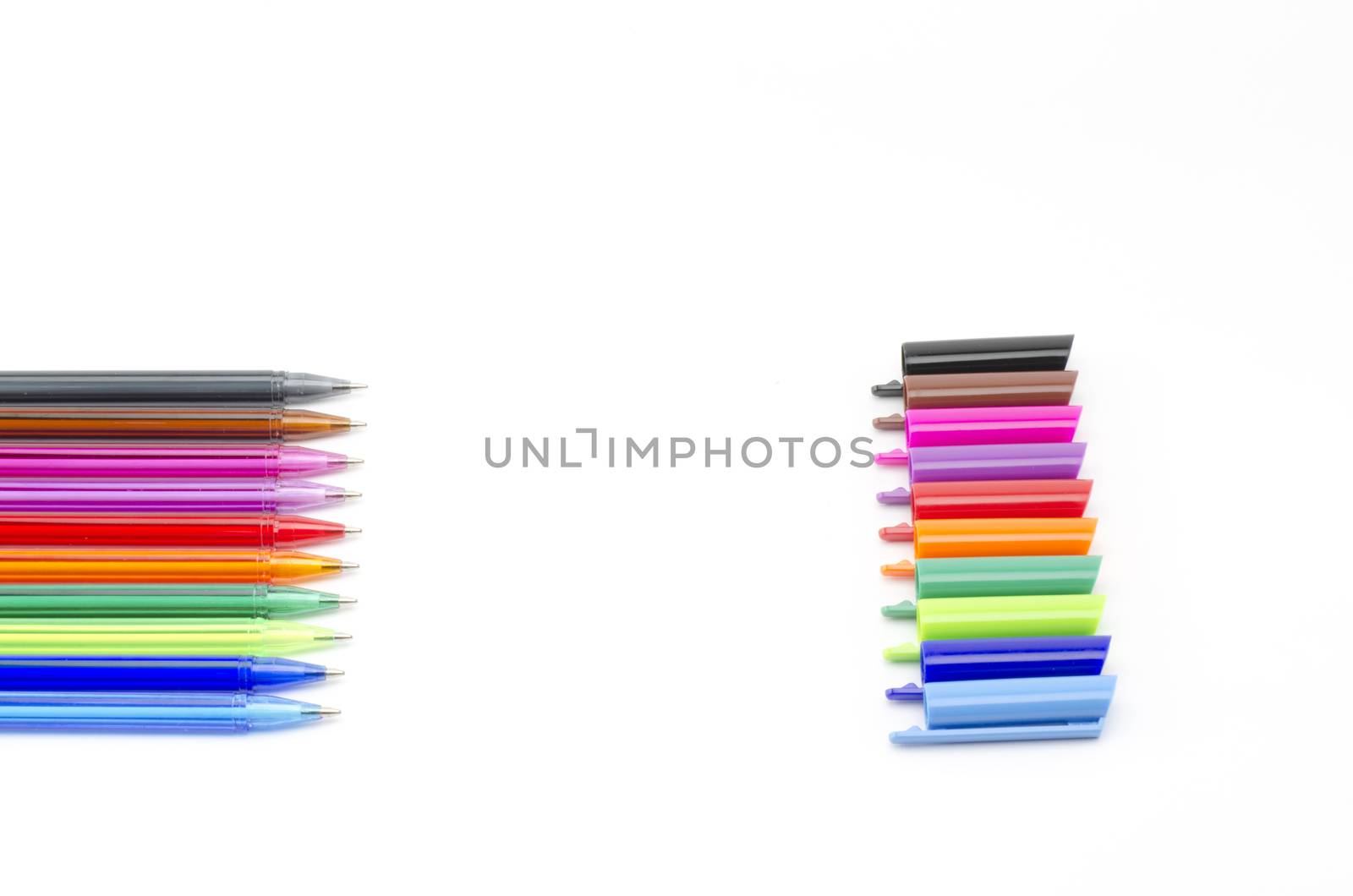 colorful pens isolated on white background