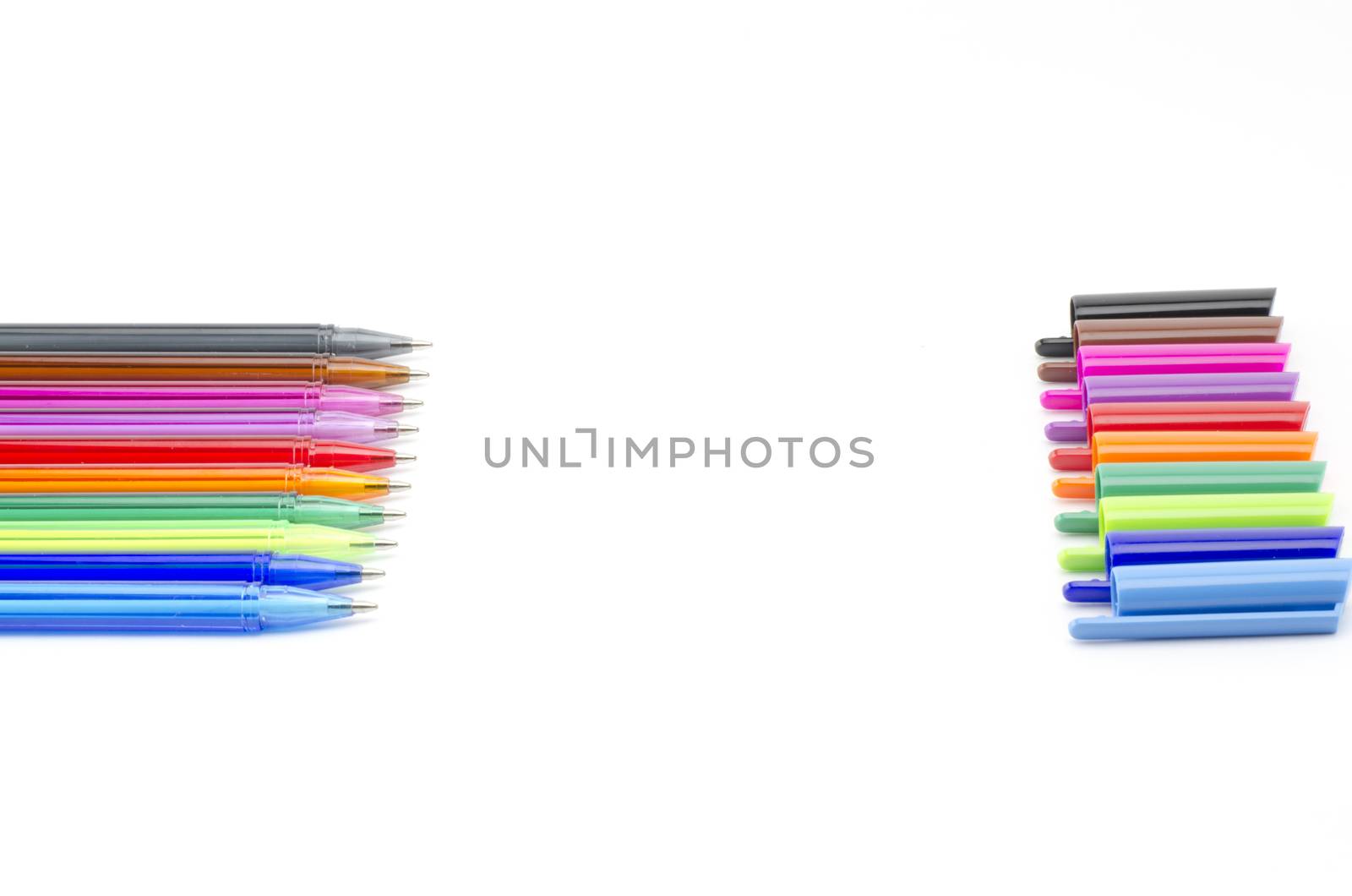 colorful pens isolated on white background