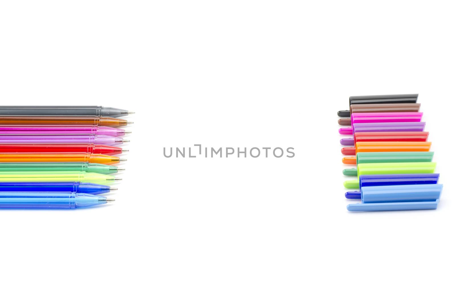 colorful pens isolated on white background