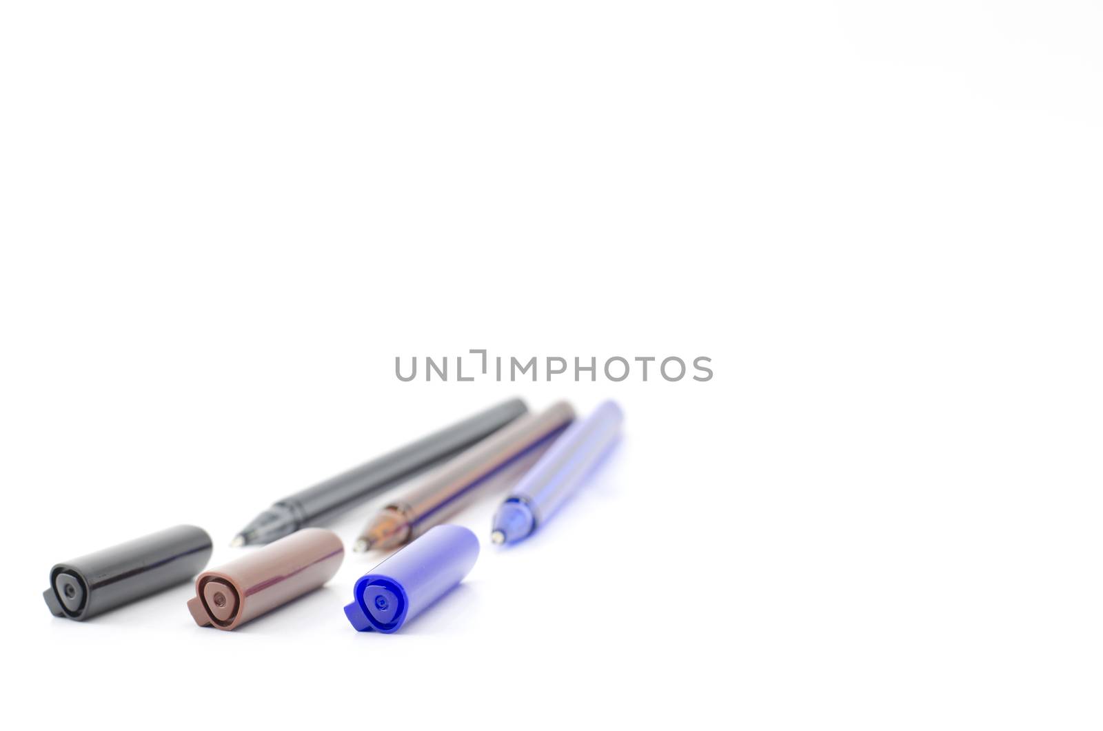 colorful pens isolated on white background