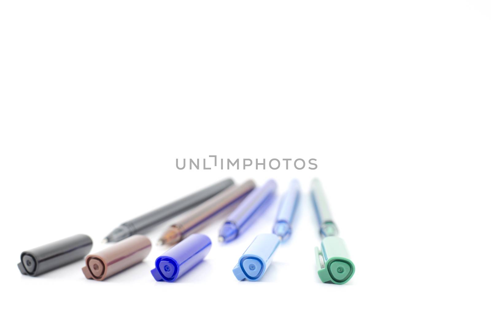 colorful pens isolated on white background