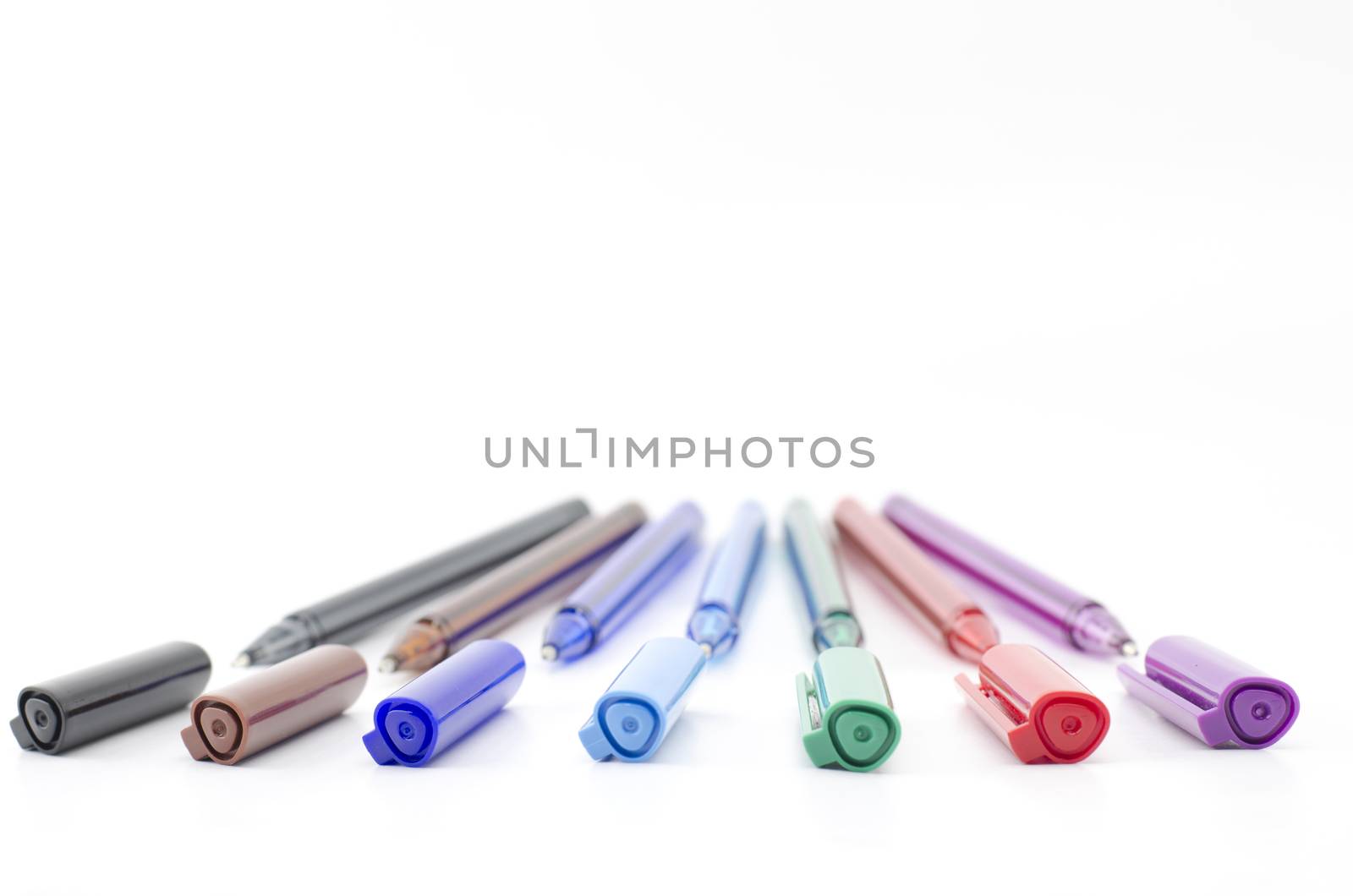 colorful pens isolated on white background