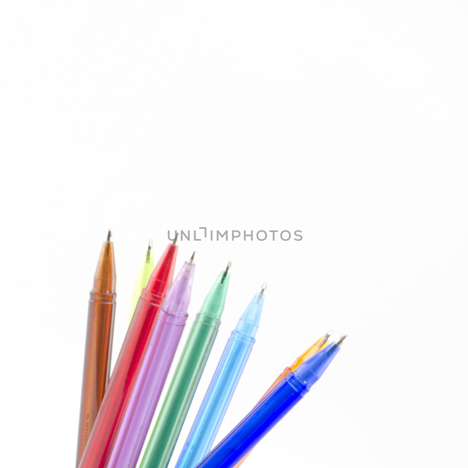 colorful pens isolated on white background