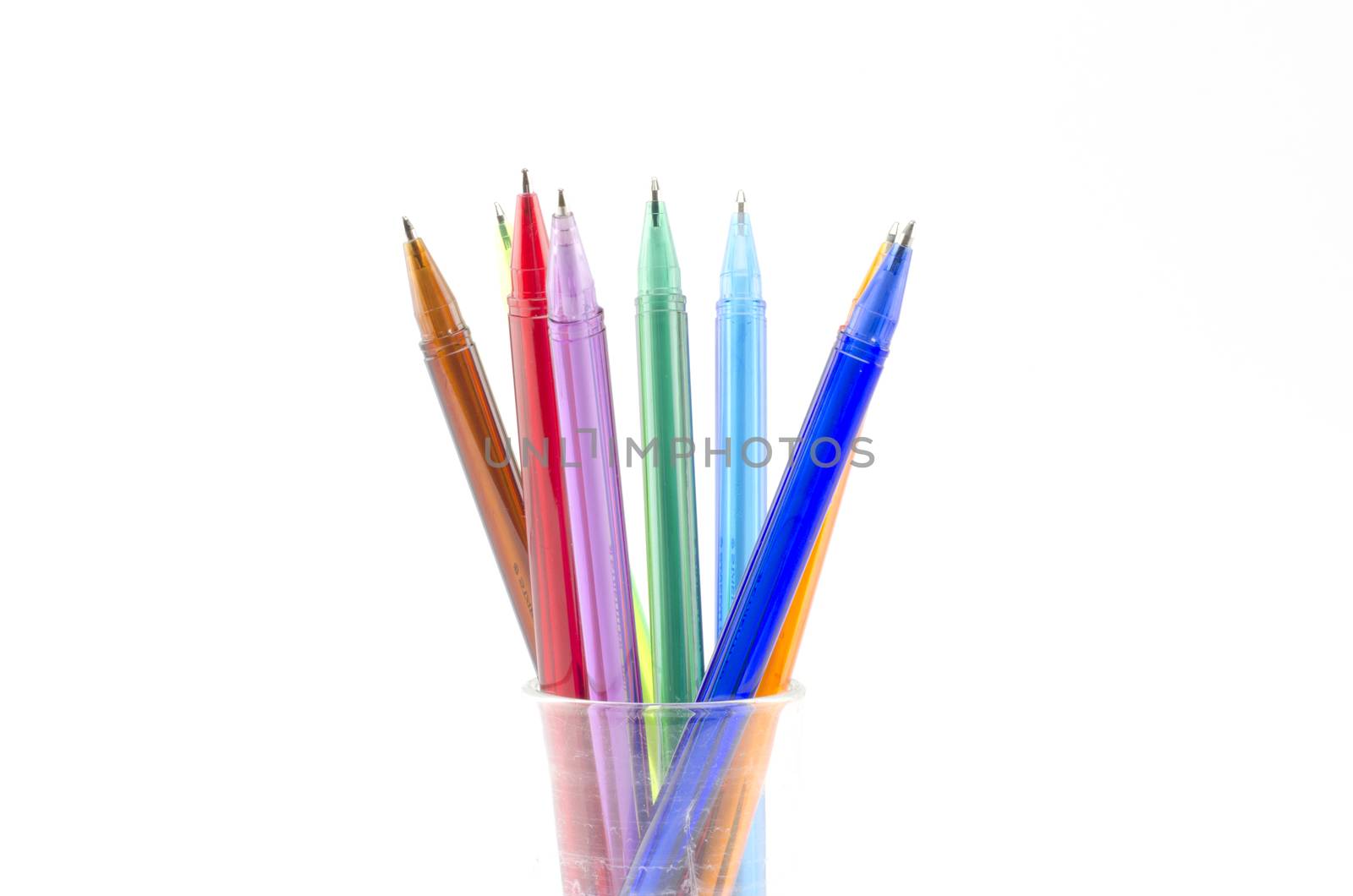 colorful pens isolated on white background