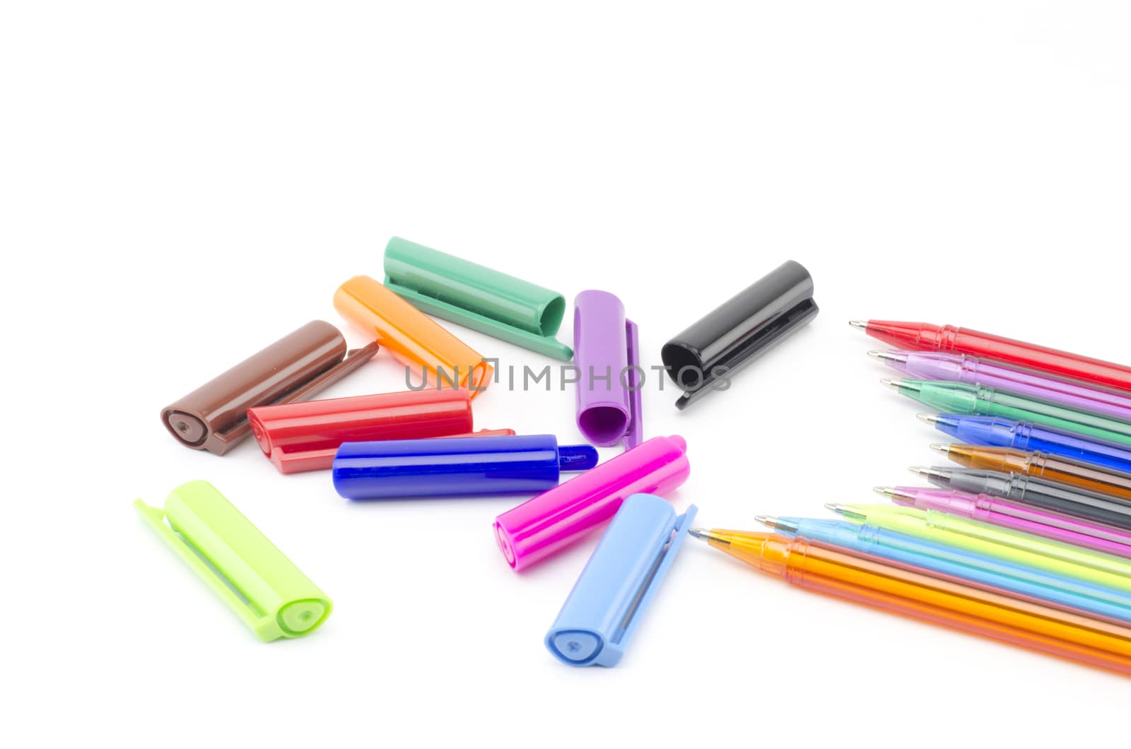 colorful pens isolated on white background