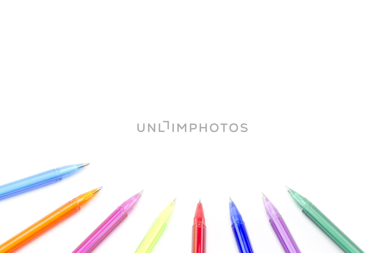 colorful pens isolated on white background