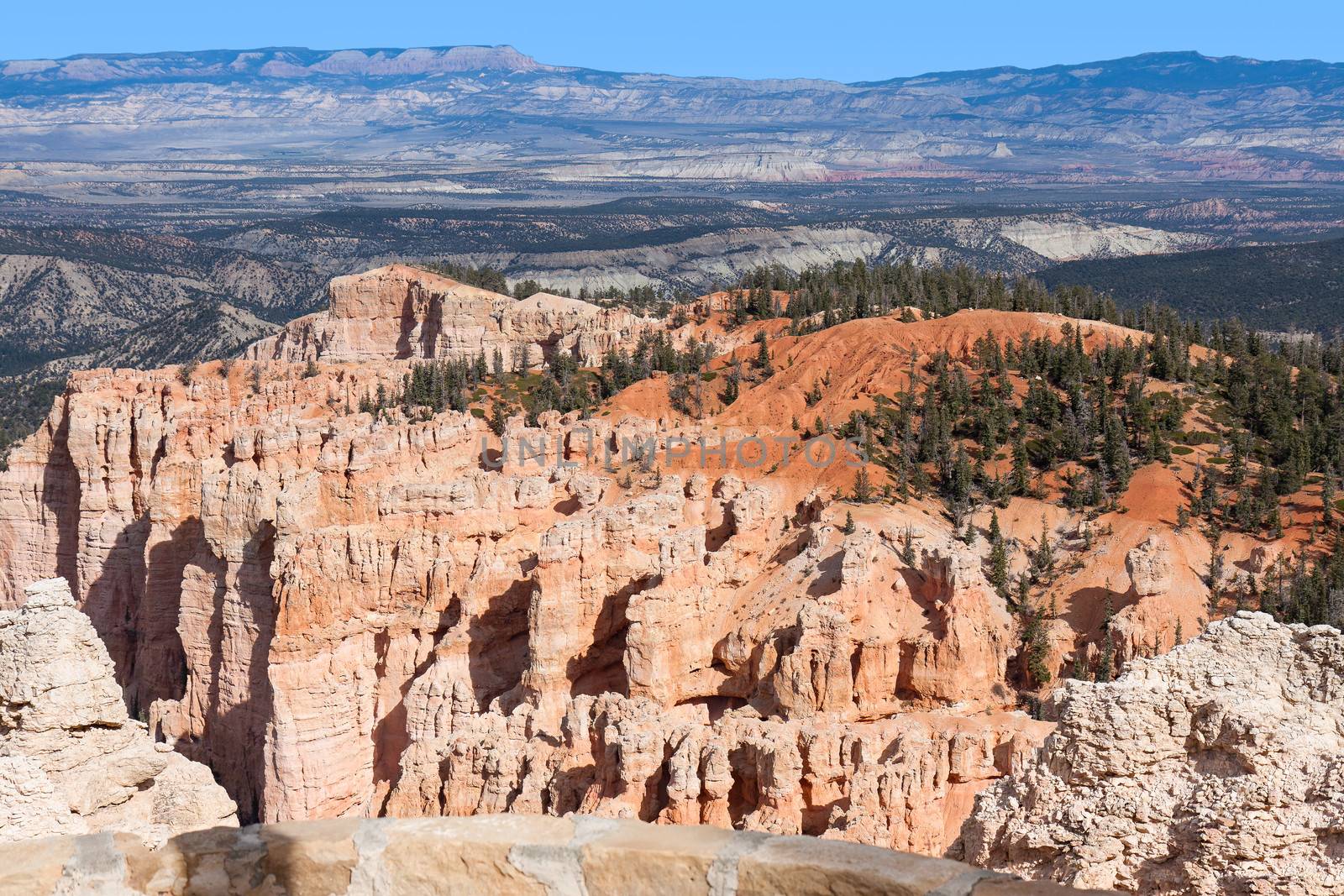 This image was taken at Bryce Canyon National Park. It is from the Rainbow Point Lookout at elevation 9115 ft. The park is an incredible showcase of unique geology.