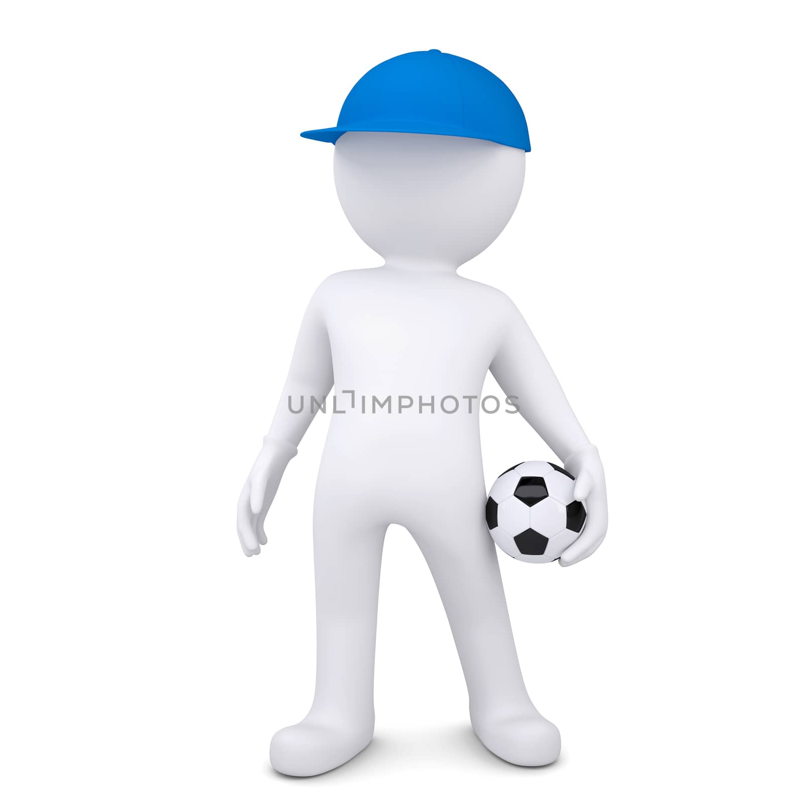3d white man with soccer ball by cherezoff