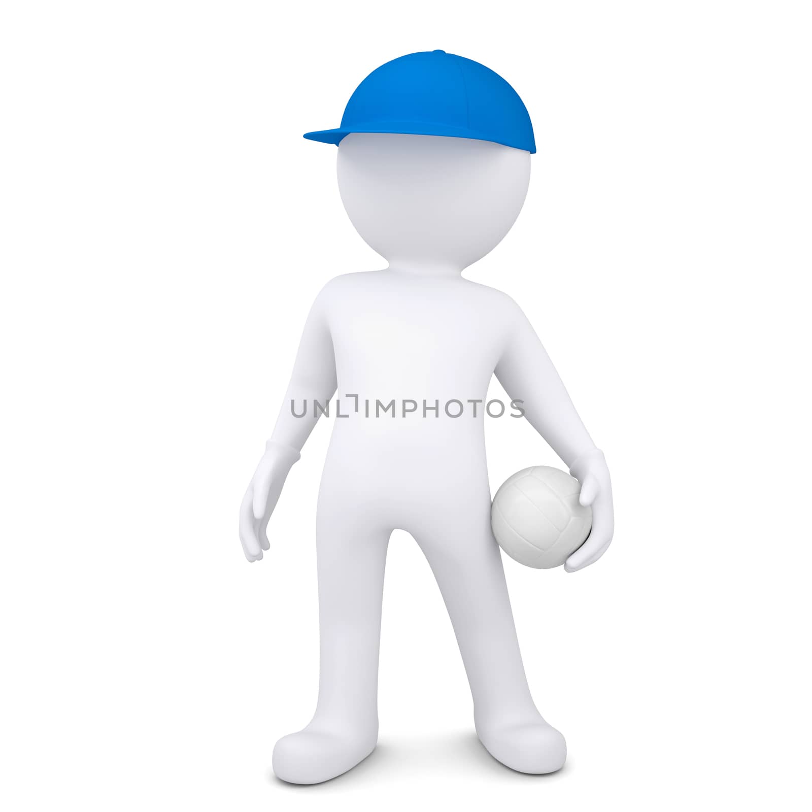 3d white man with a volleyball ball by cherezoff