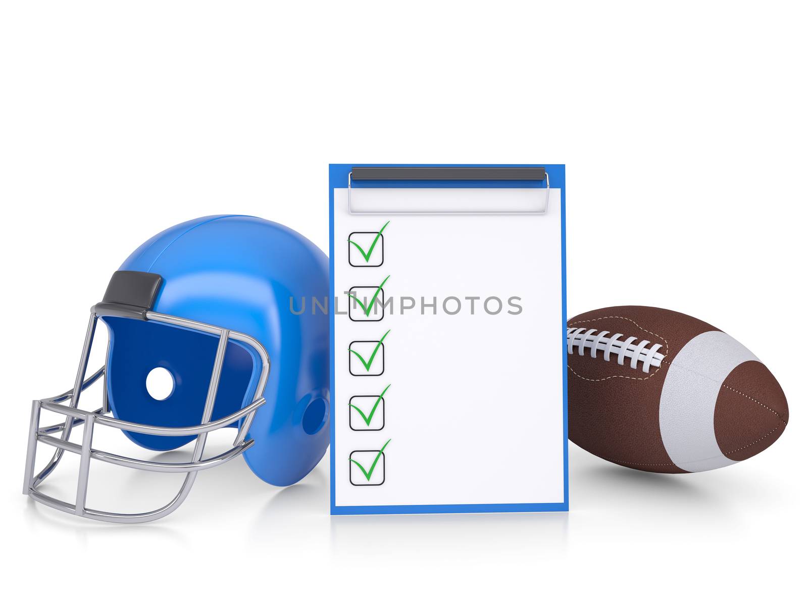 Checklist, football helmet and ball by cherezoff