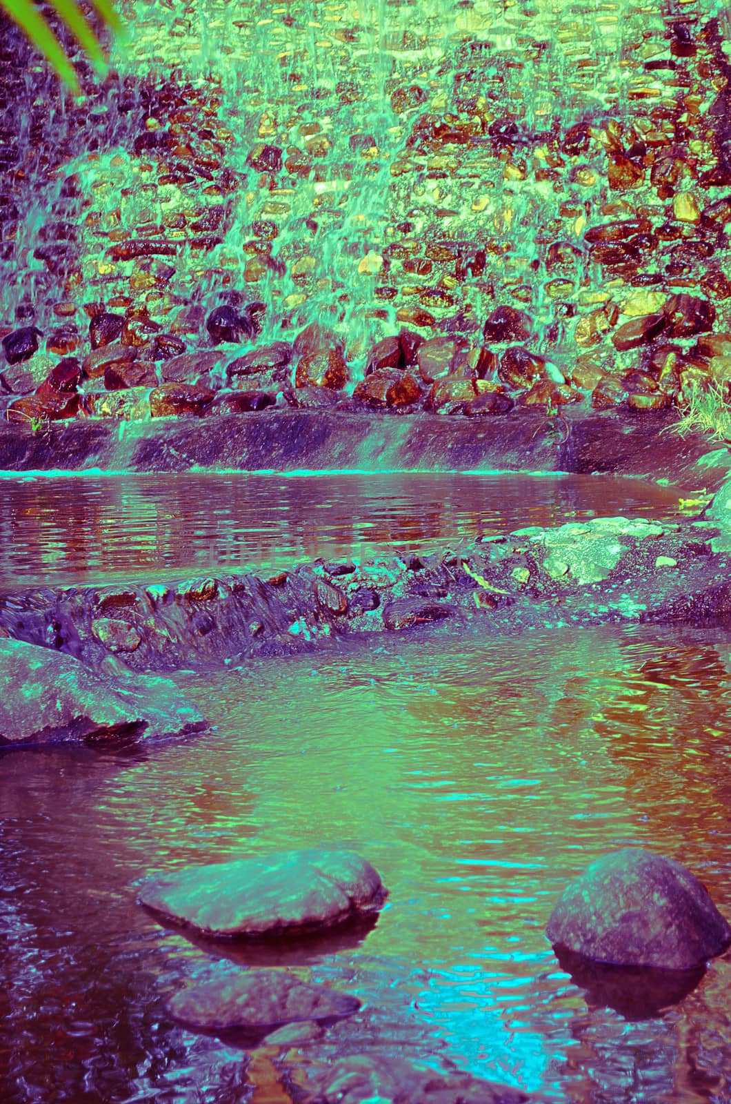 The Little Artificial Waterfall and Canal in Garden.