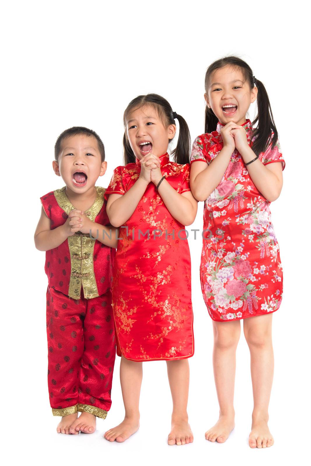 Little Asian children wishing you a happy Chinese New Year by szefei