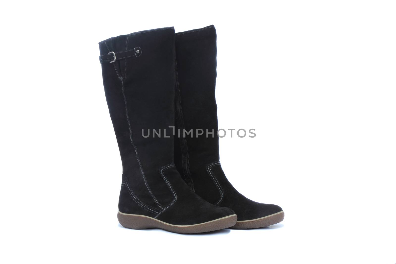 Warm winter womens black boots on white background by georgina198