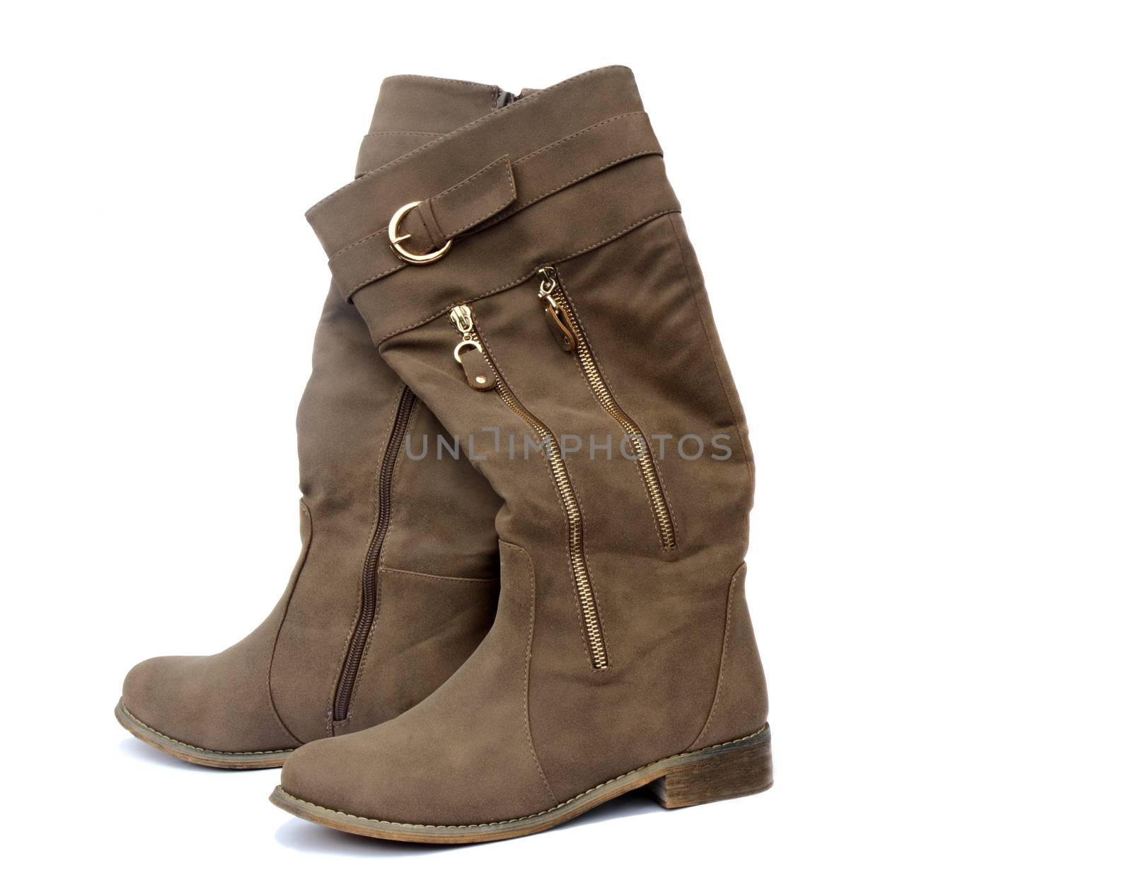 Women's boots made of soft skin on a white background. by georgina198