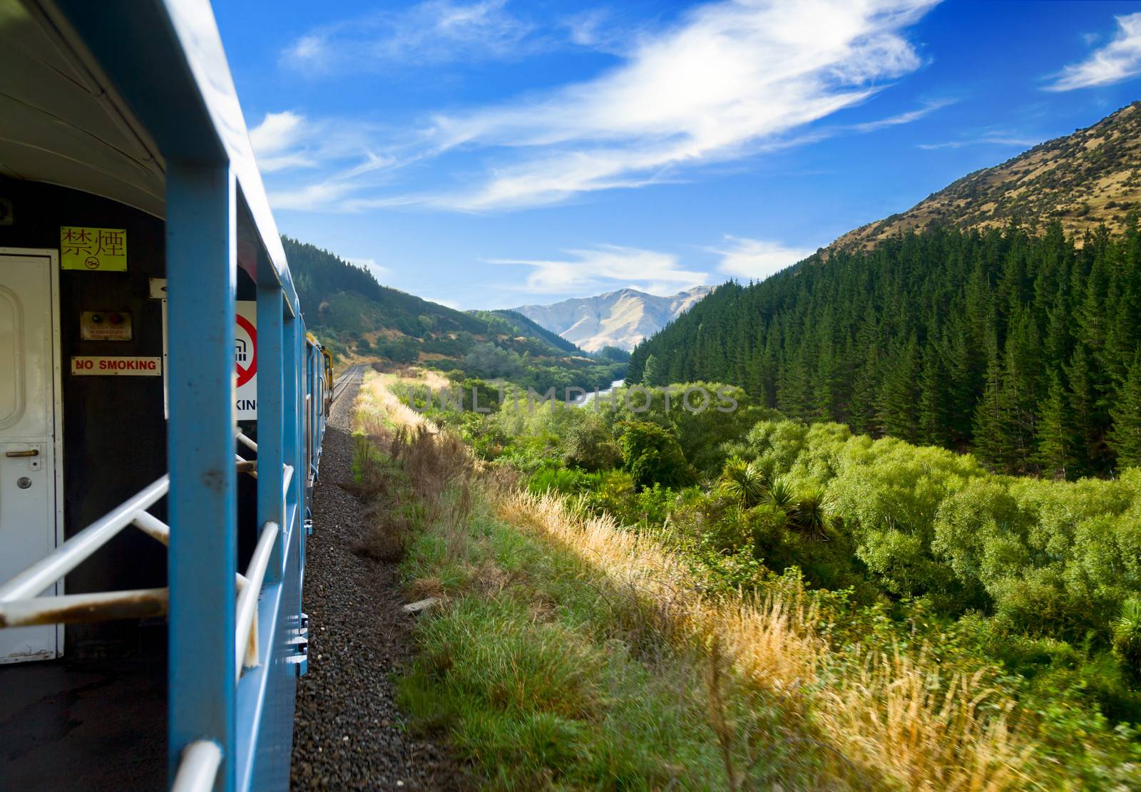 Scenic train ride in New Zealand