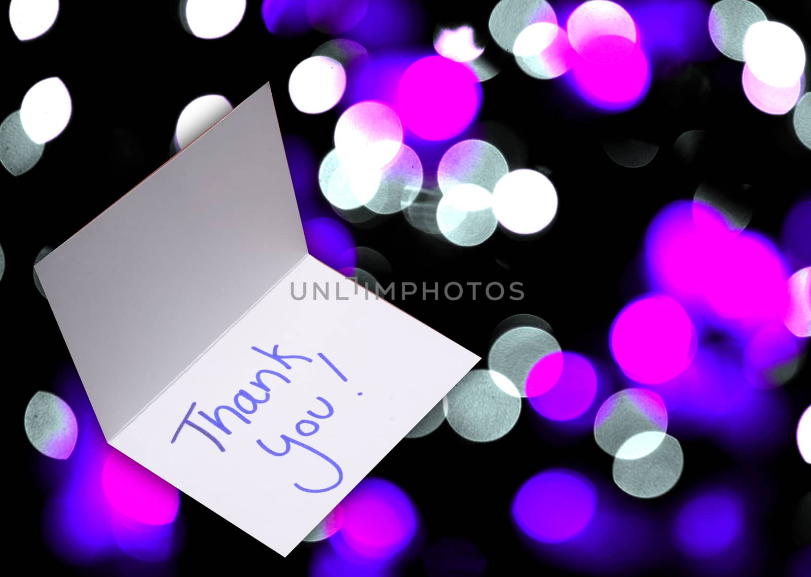 thank you card on abstract background with blur