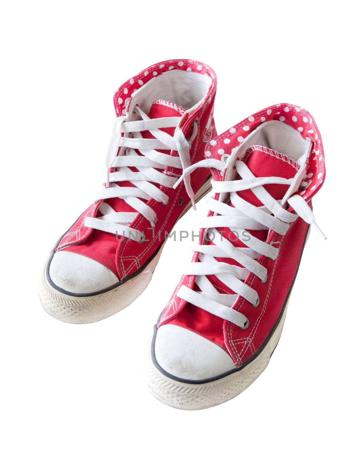 old red  sneaker shoes isolated white by khunaspix