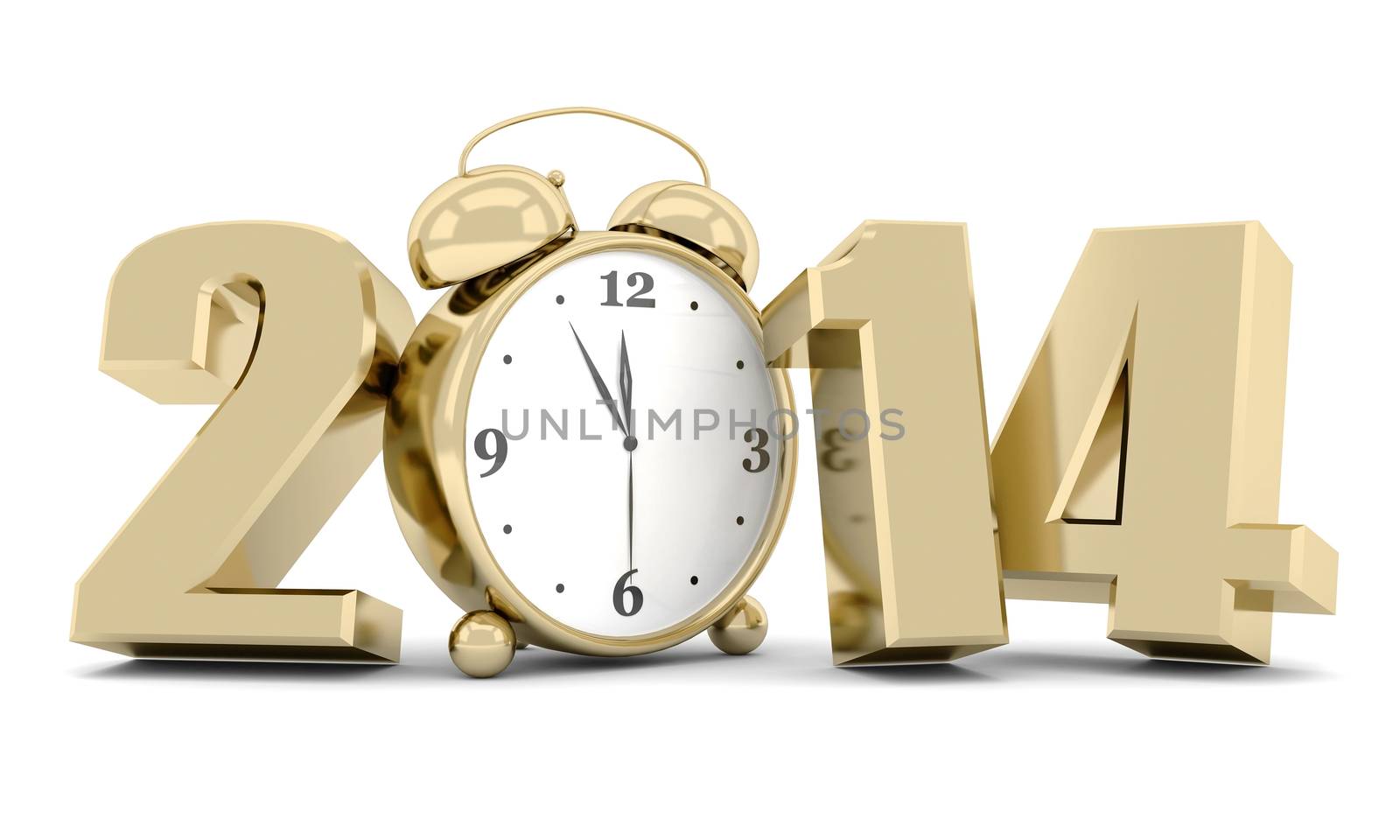happy new year 2014 Illustrations 3d on a white background