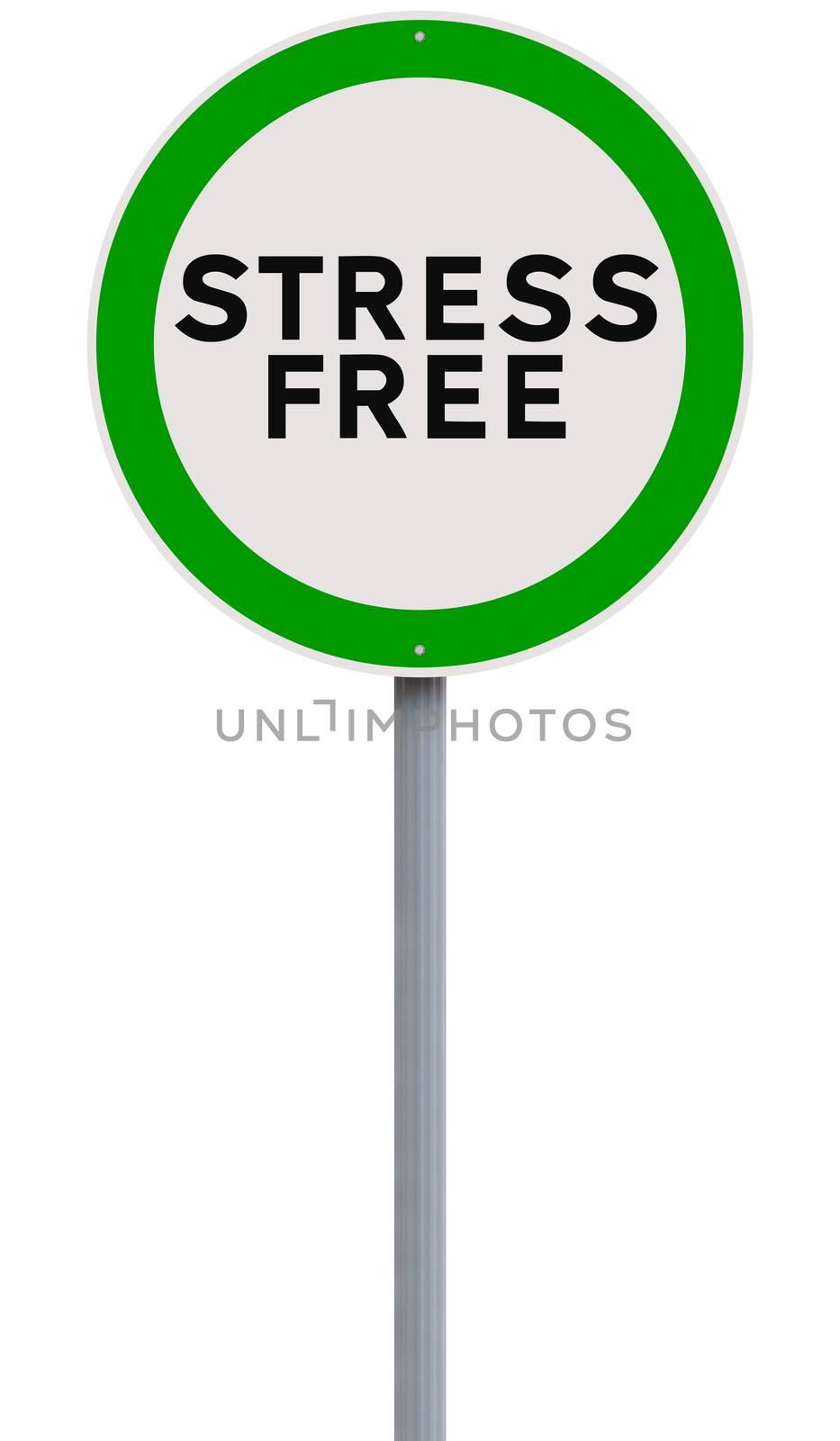 A conceptual road sign on freedom from stress