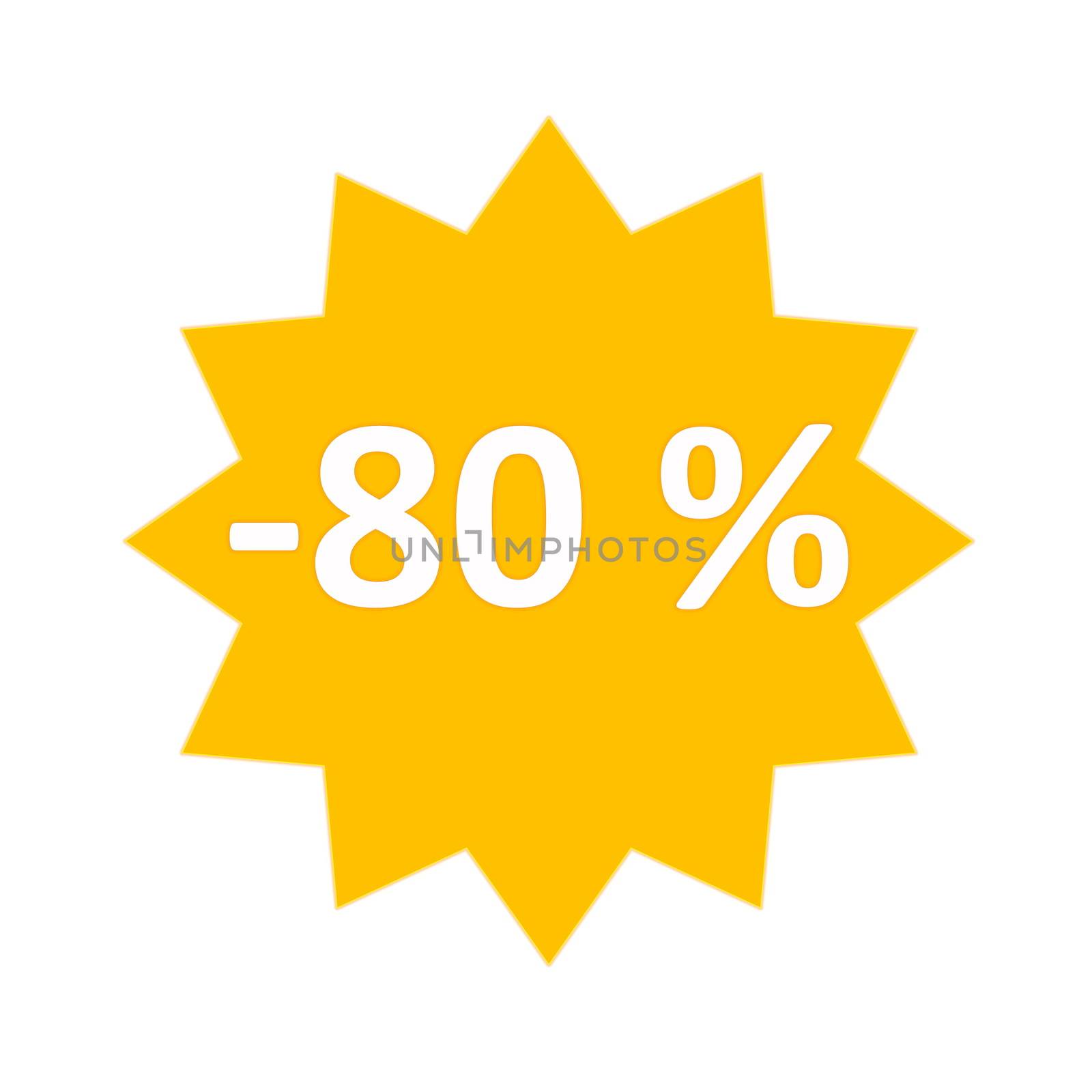 80 percent sale gold star icon in white background