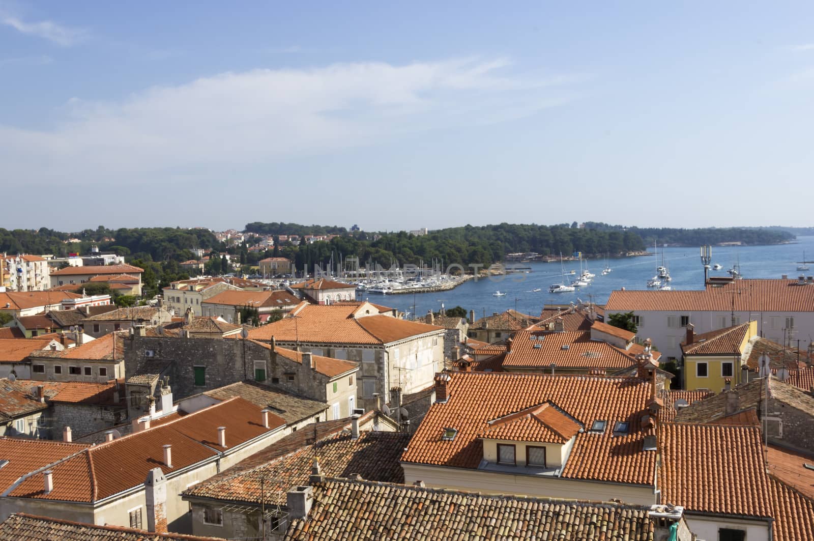 Panoramic view of down town Porec from the basilica tower, Istra by Tetyana