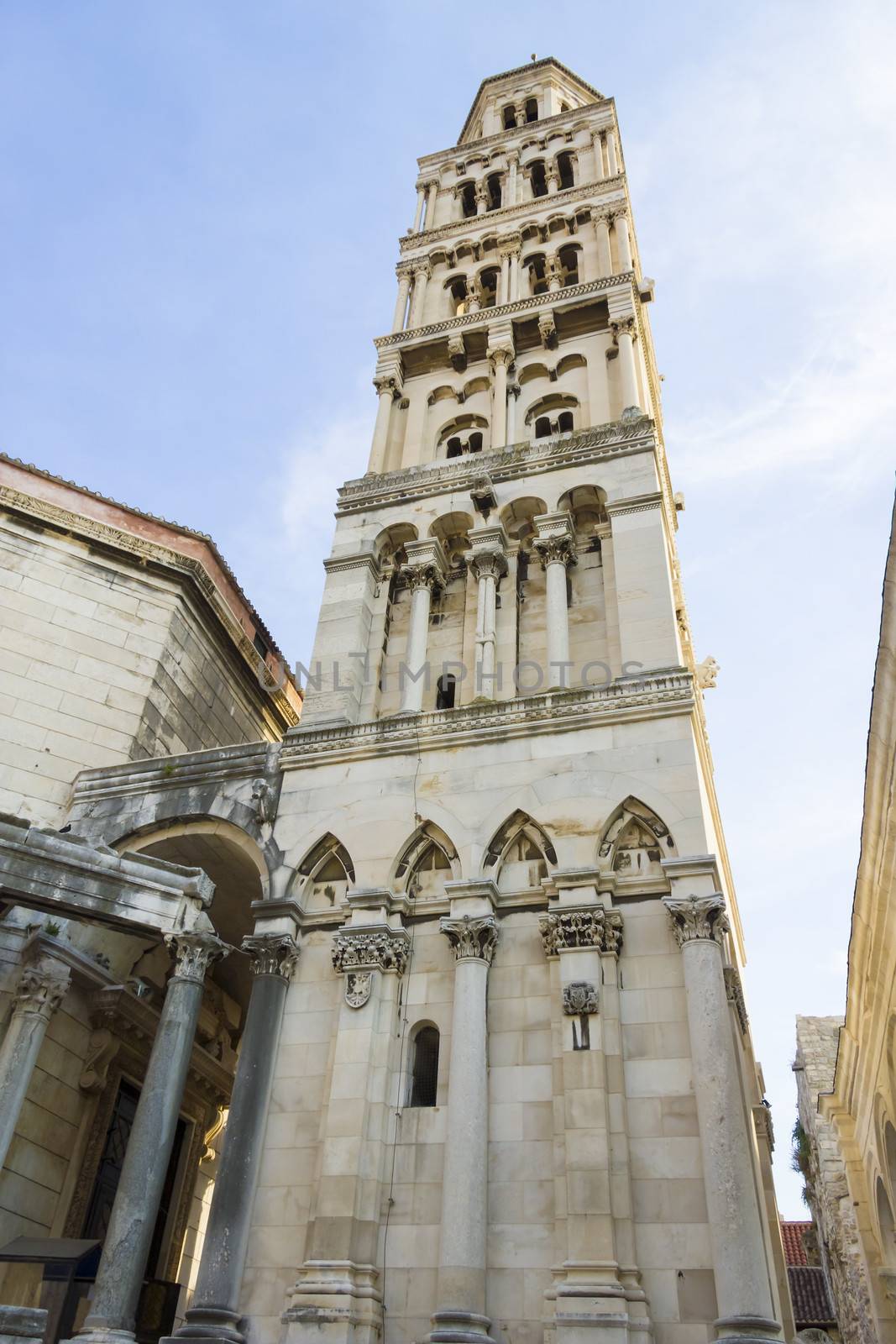 Diocletian palace ruins and cathedral bell tower, Split, Croatia by Tetyana