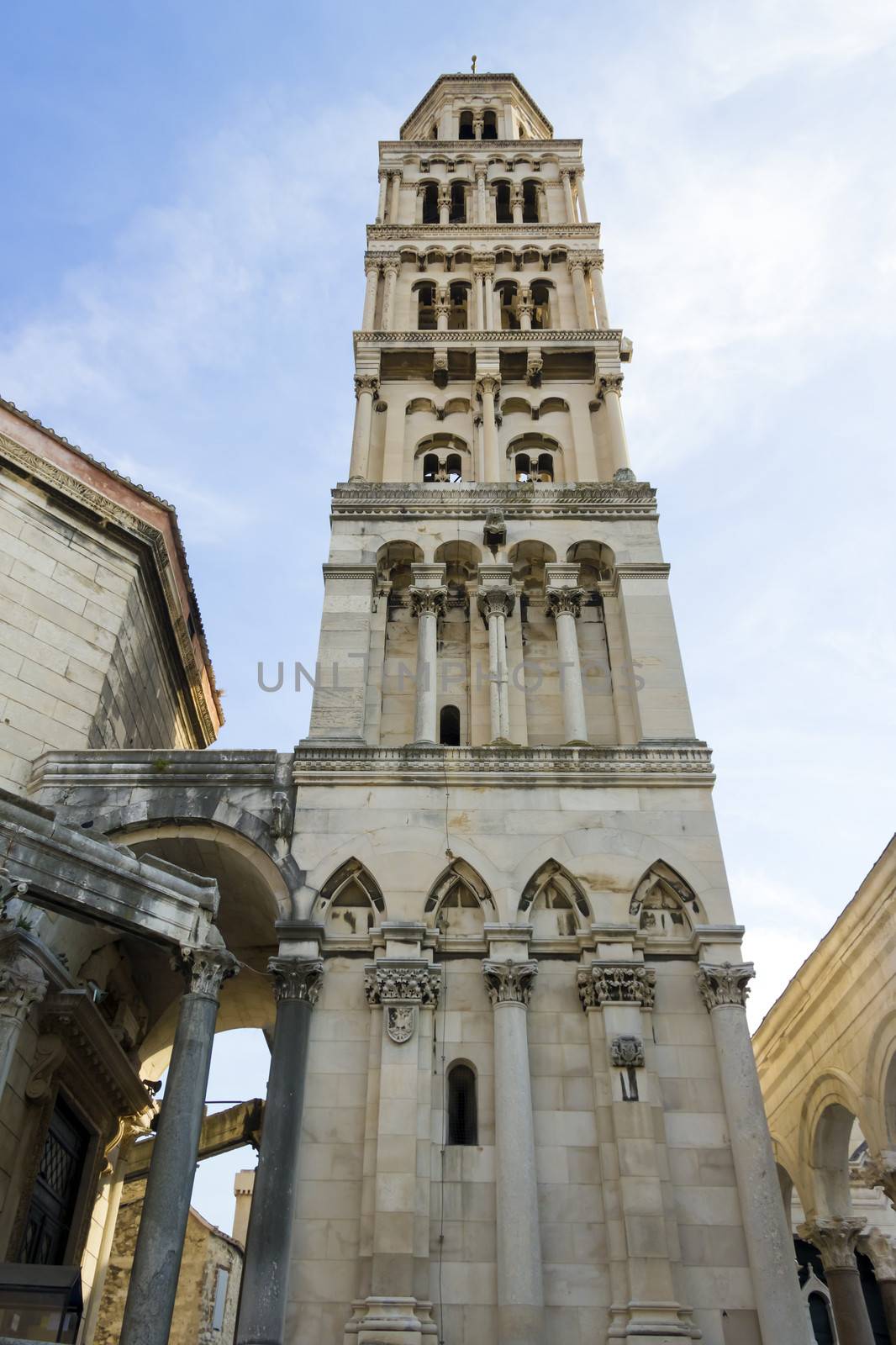 Diocletian palace ruins and cathedral bell tower, Split, Croatia by Tetyana