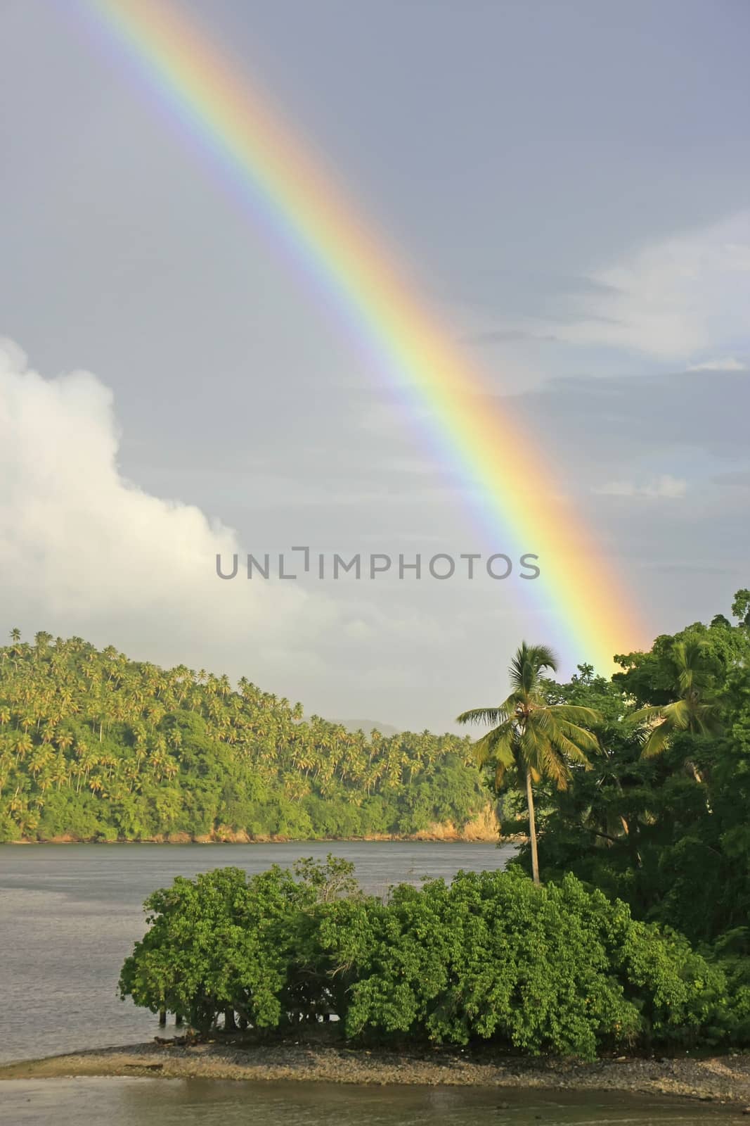 Rainbow over hills of Samana, Dominican Republic