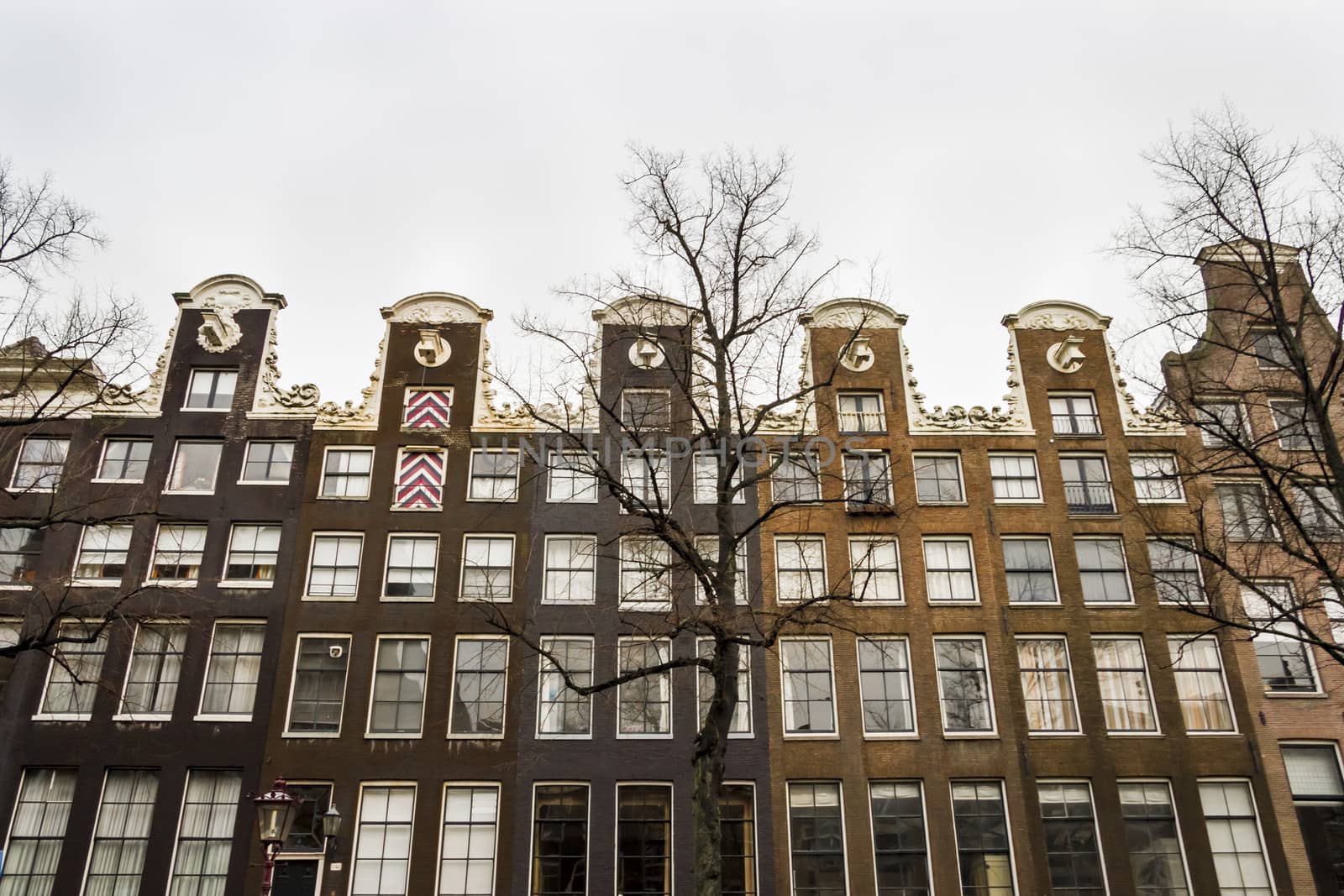 Historical houses along Amsterdam canal, the Netherlands