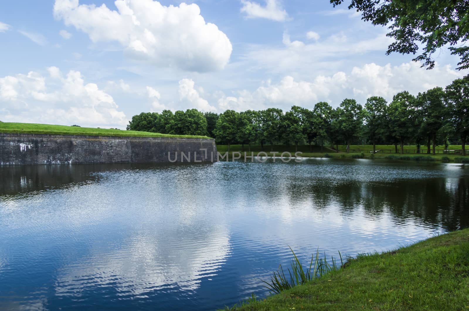 Summer landscape at the medieval fort of Naarden in the Netherlands