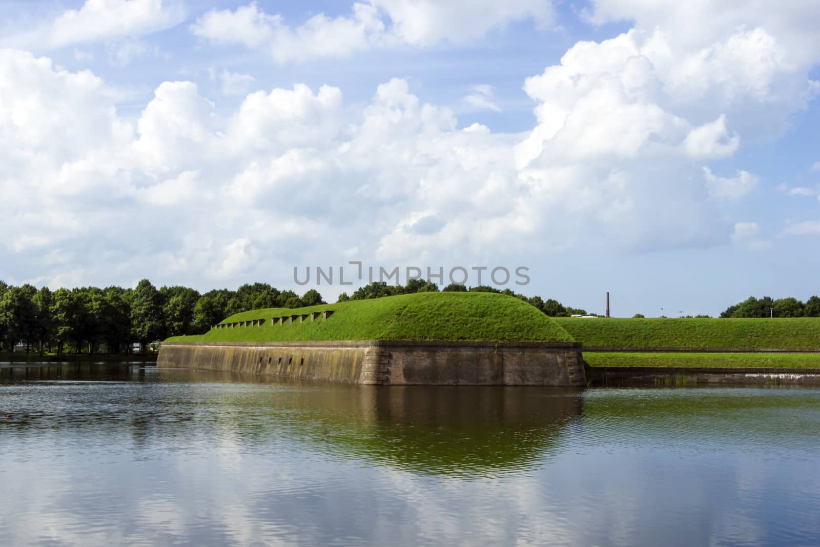 Summer landscape at the medieval fort of Naarden in the Netherlands