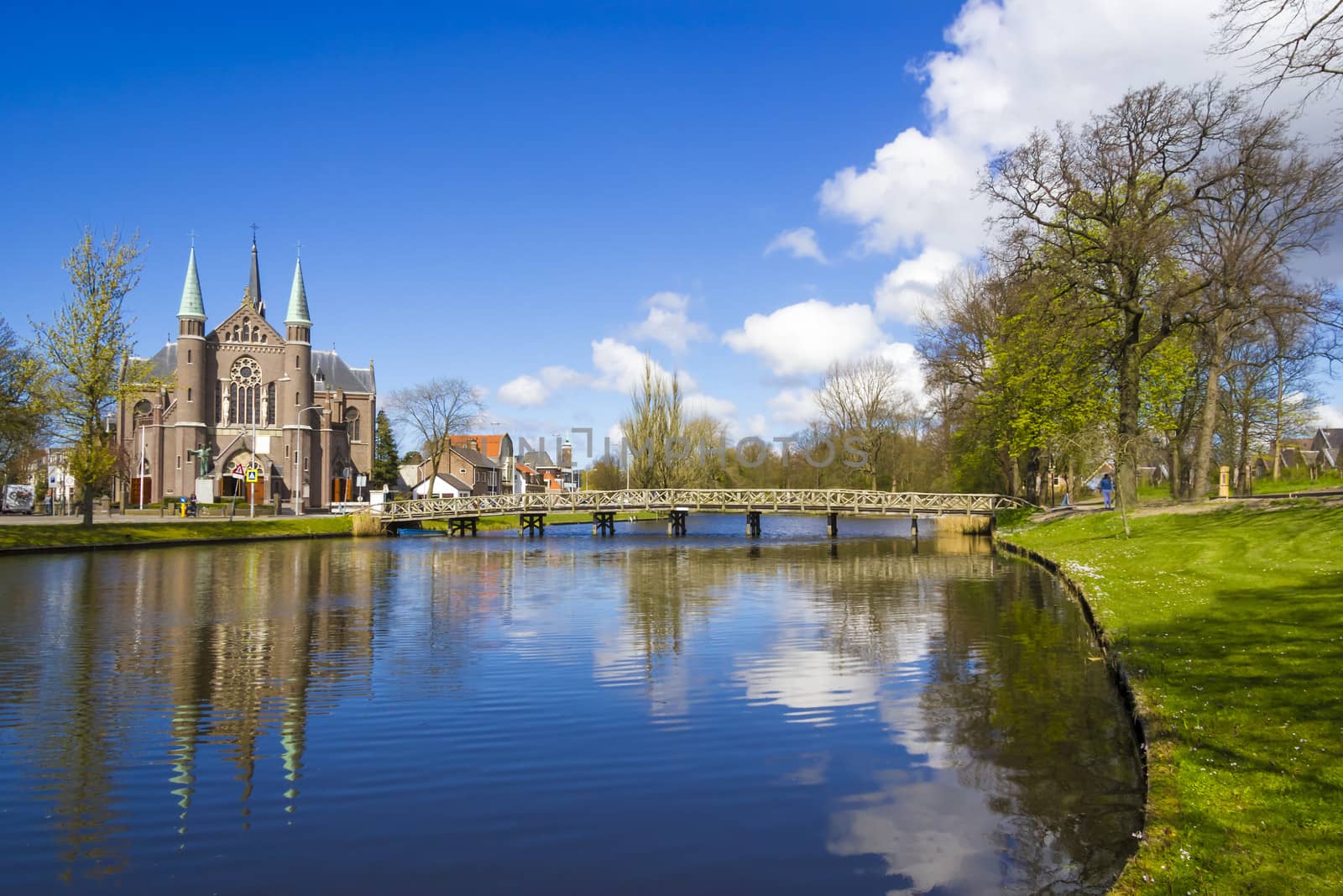 bridge to church, Alkmaar town, Holland, the Netherlands