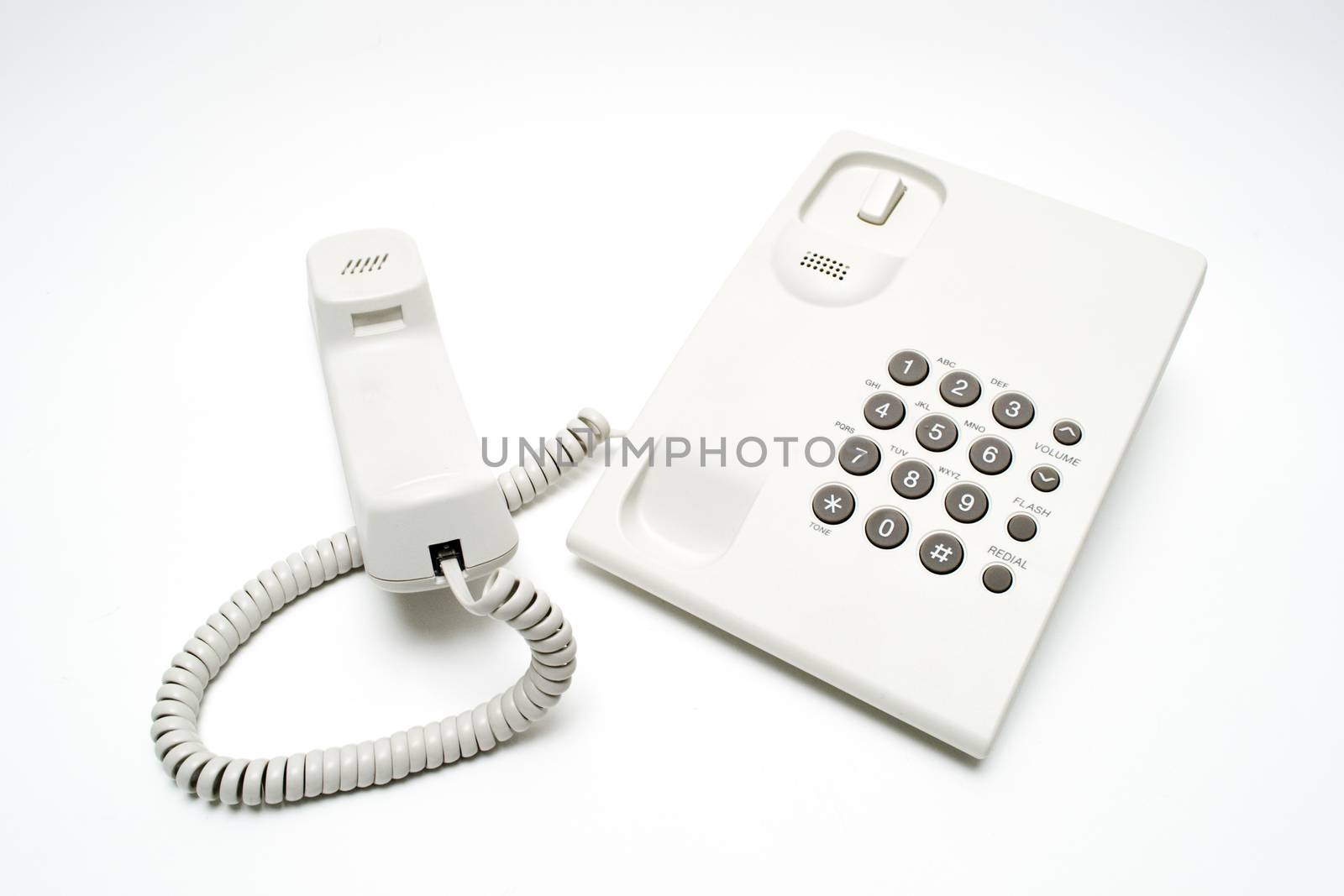 Office telephone on white background