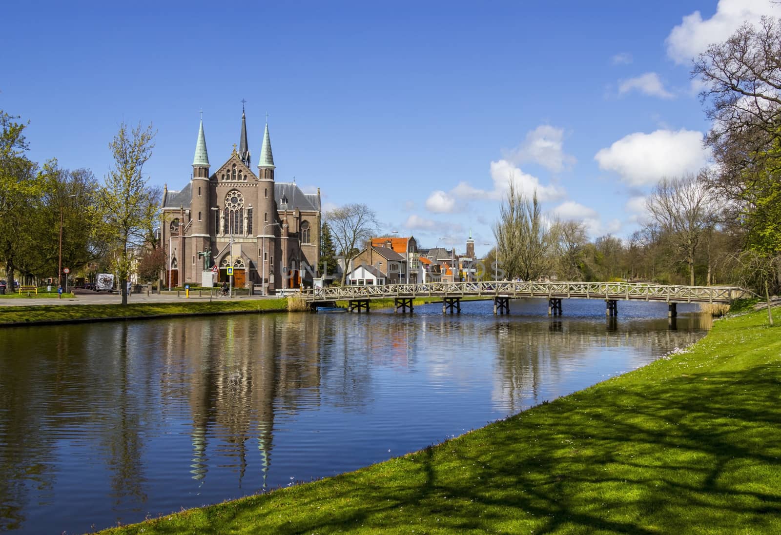 bridge to church, Alkmaar town, Holland, the Netherlands by Tetyana