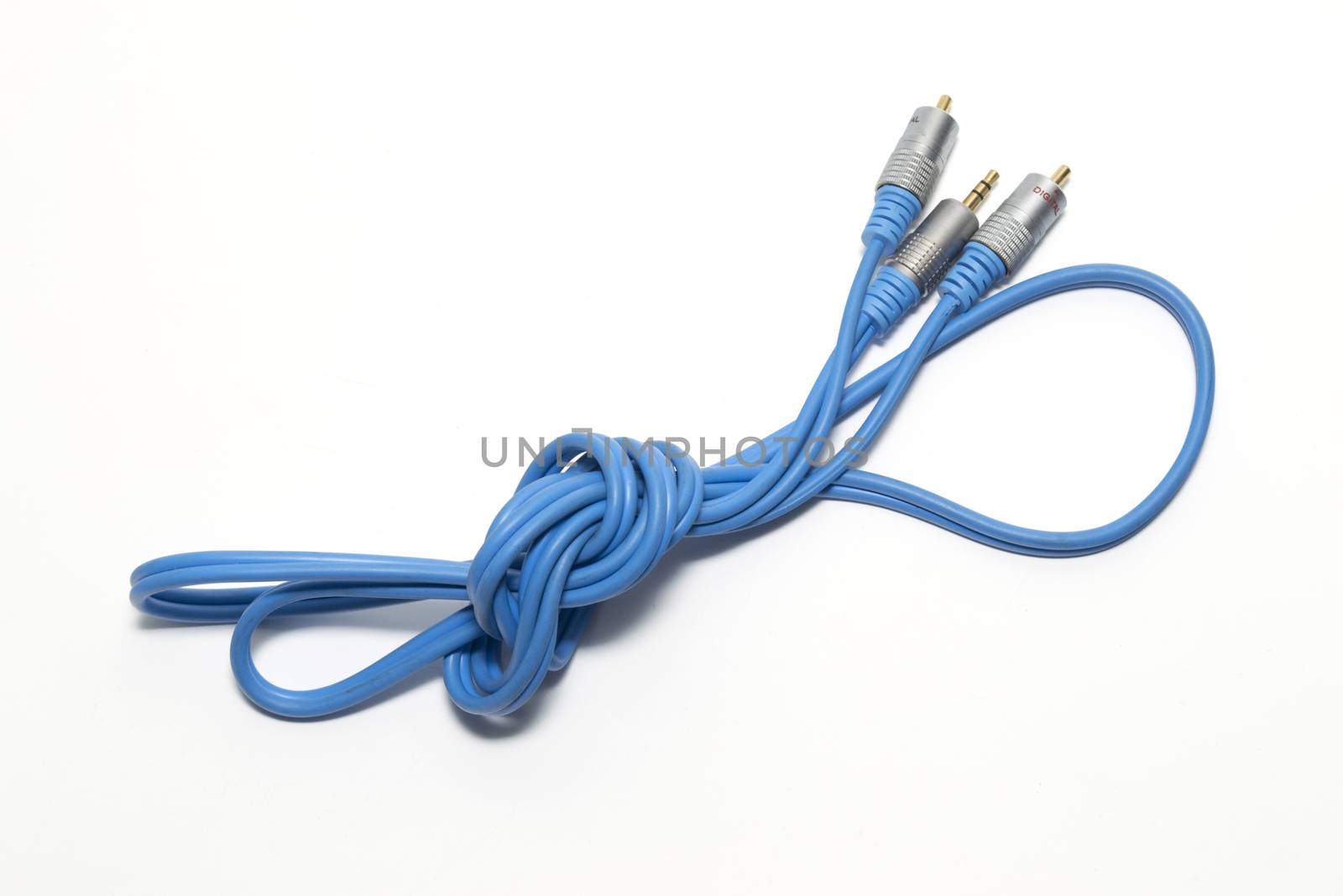 Single coloured electrical cable on a white background