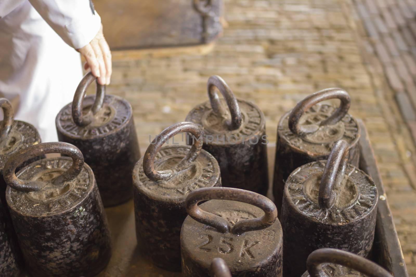 Old rusty weights, cheese market, Alkmaar, the Netherlands