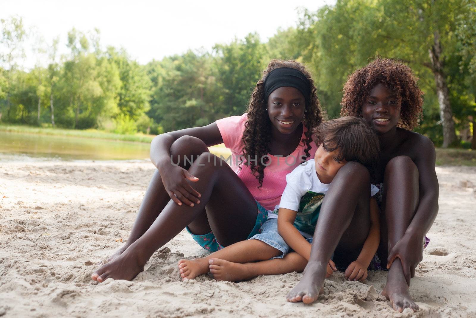 Happy african children having a nice dat at the park
