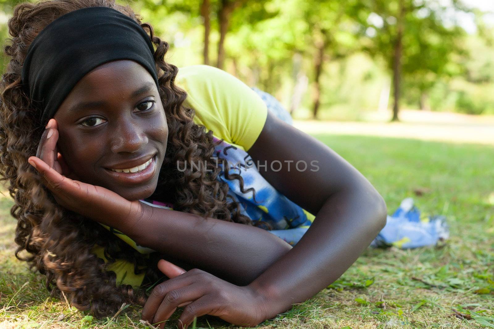 Happy girl is having a nice day out in the summer