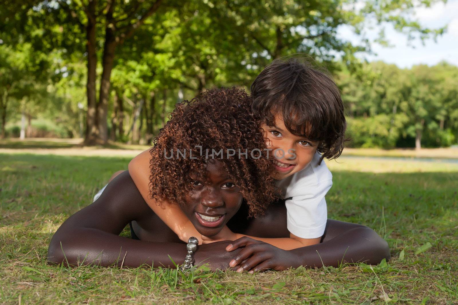 Happy african children having a nice dat at the park
