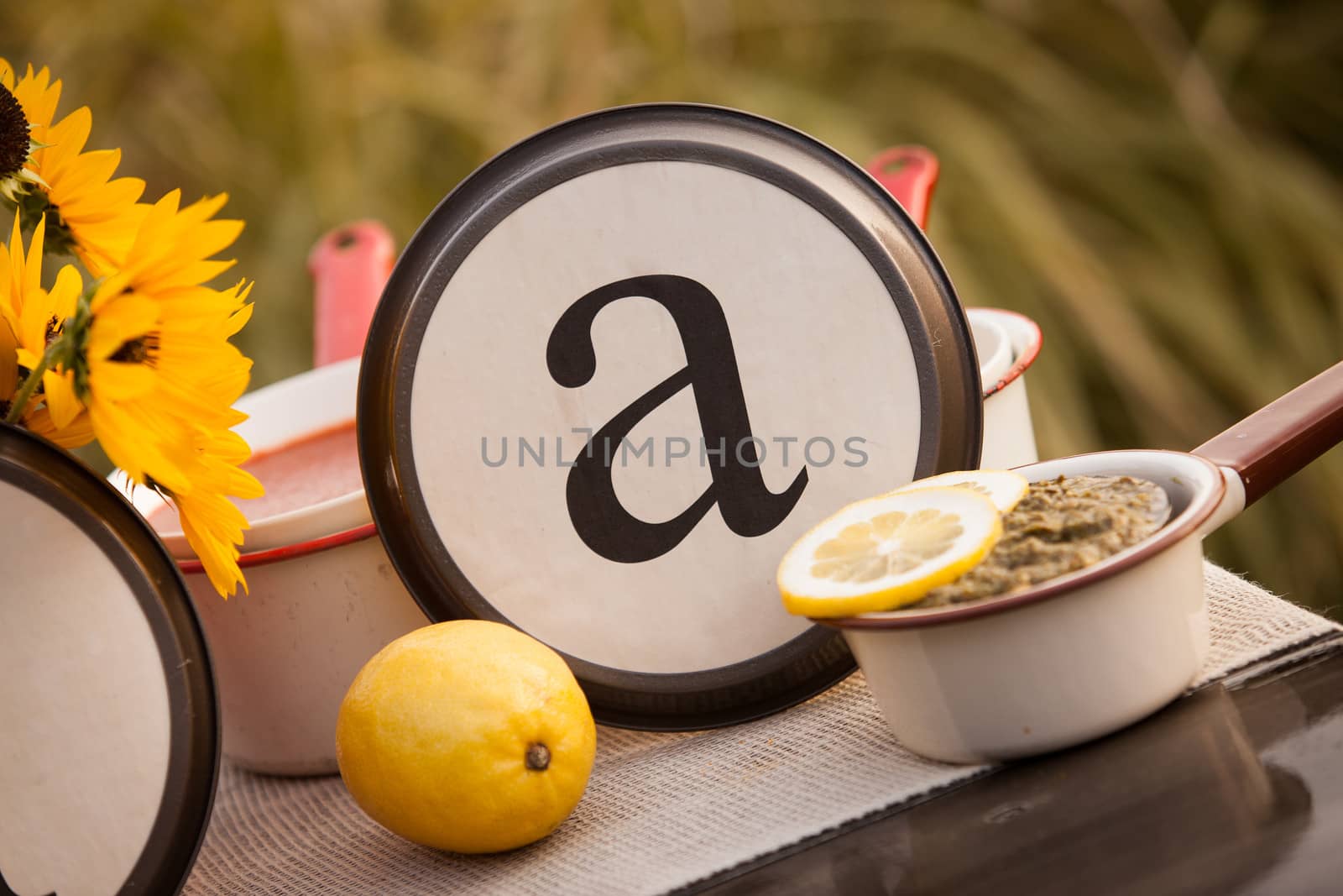 Beautiful rustic table setting with the letter "A" incorporated.