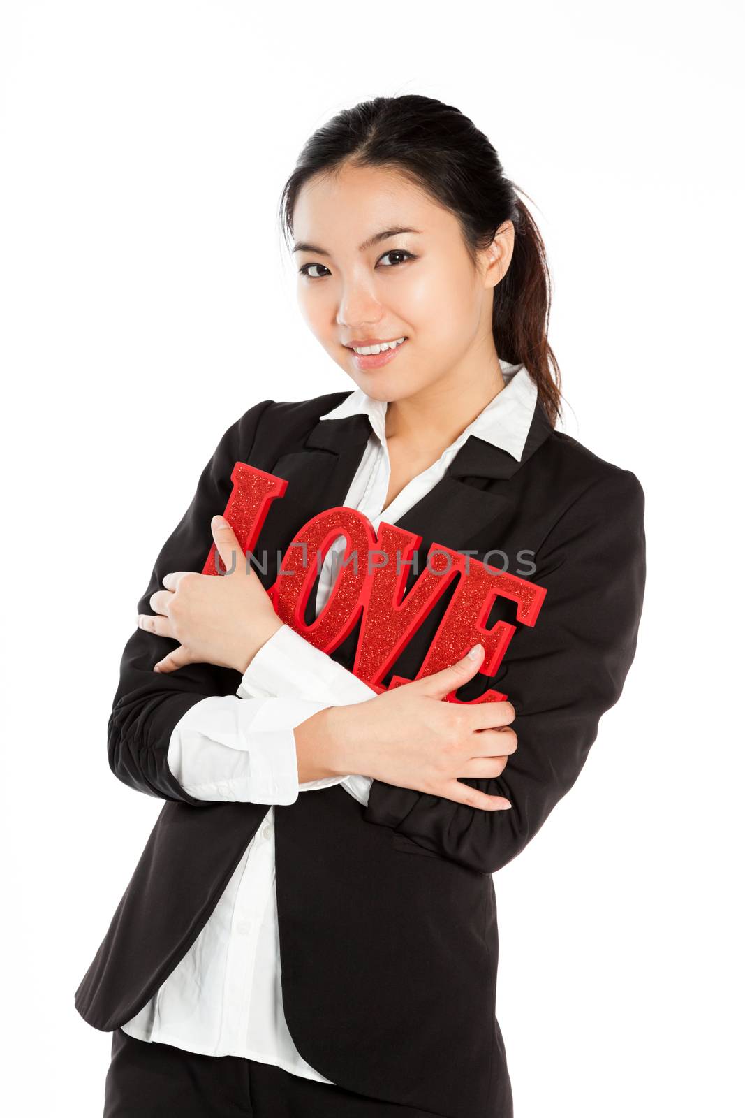 Romantic people in love shot in studio isolated on a white background