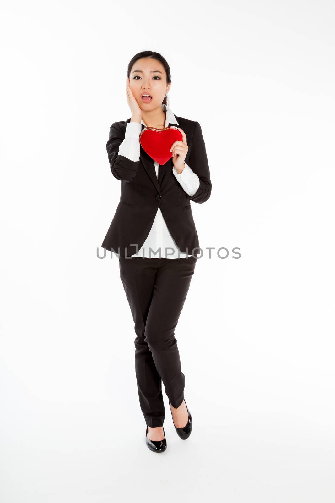 Romantic people in love shot in studio isolated on a white background