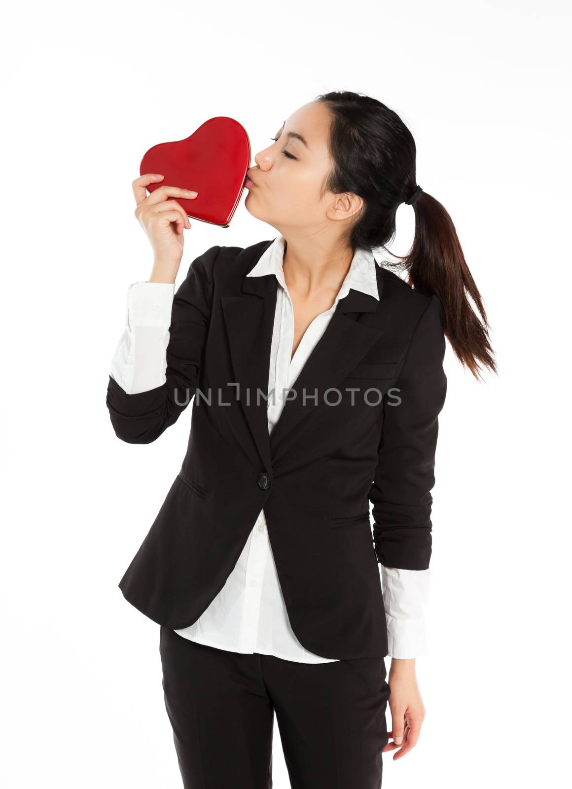 Romantic people in love shot in studio isolated on a white background