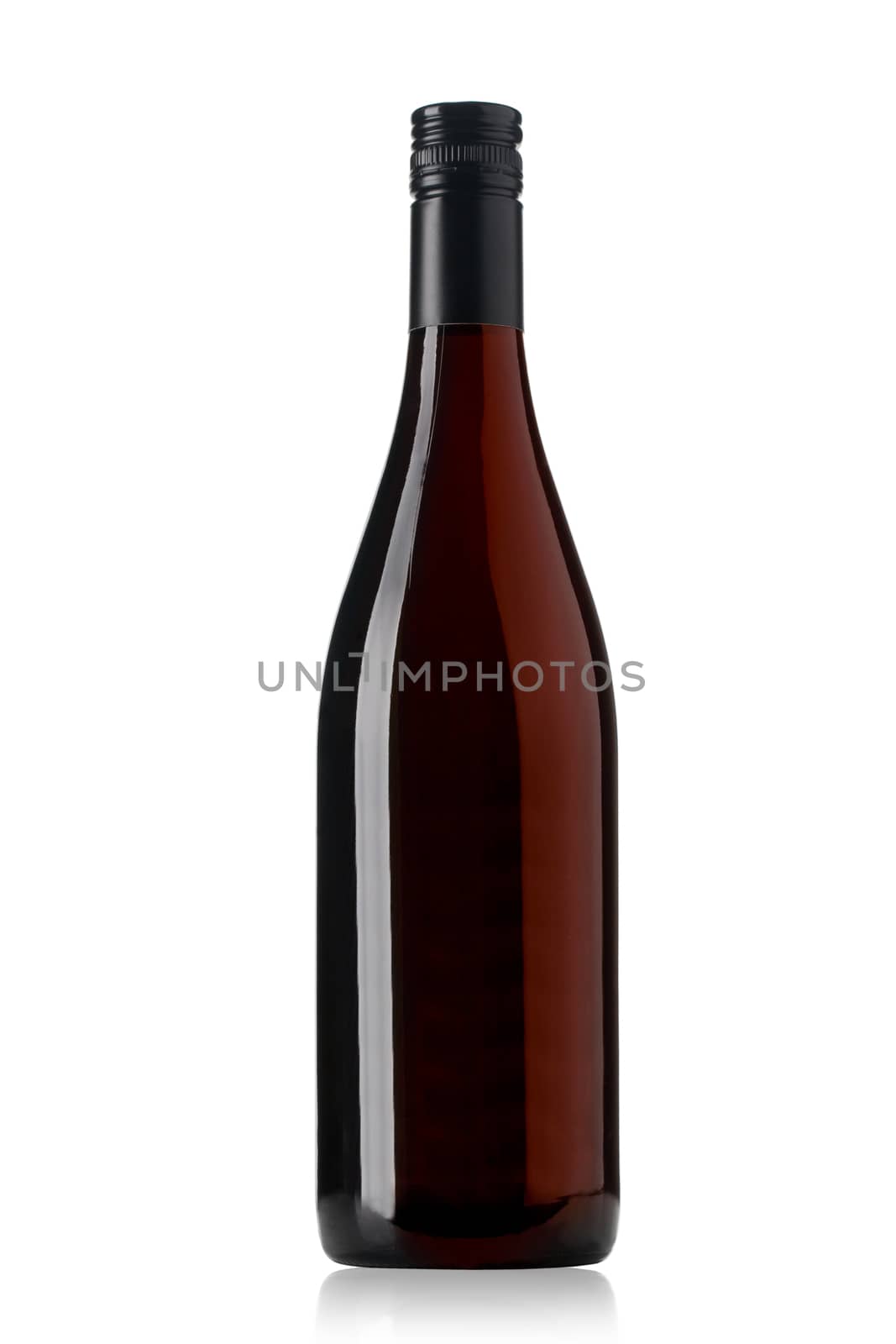 red wine and a bottle isolated over white backgroundю With clipping path