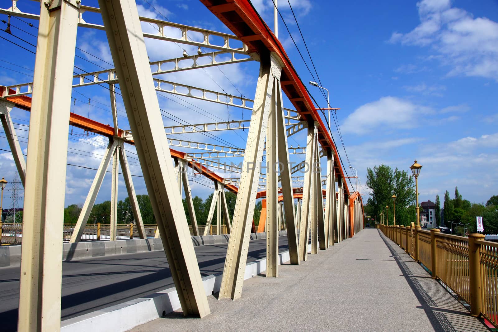 Old bridge on the background of sky and clouds  