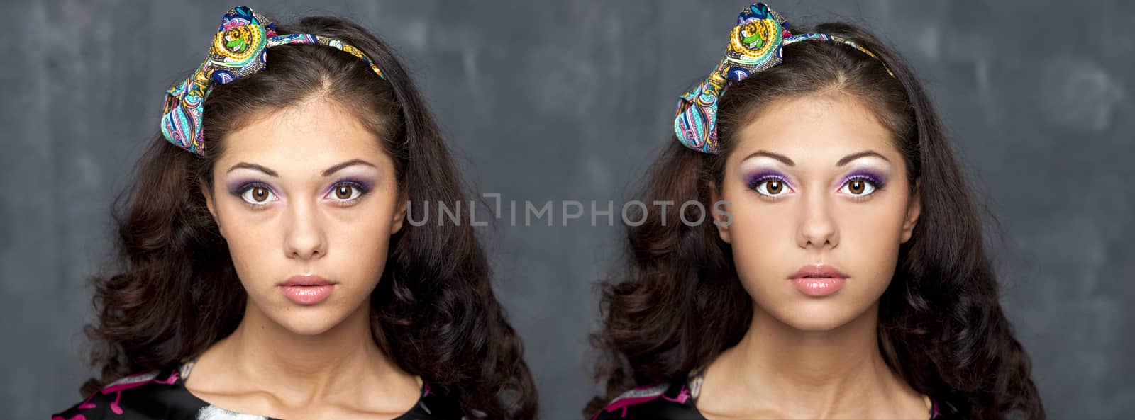 Before and after the retouch